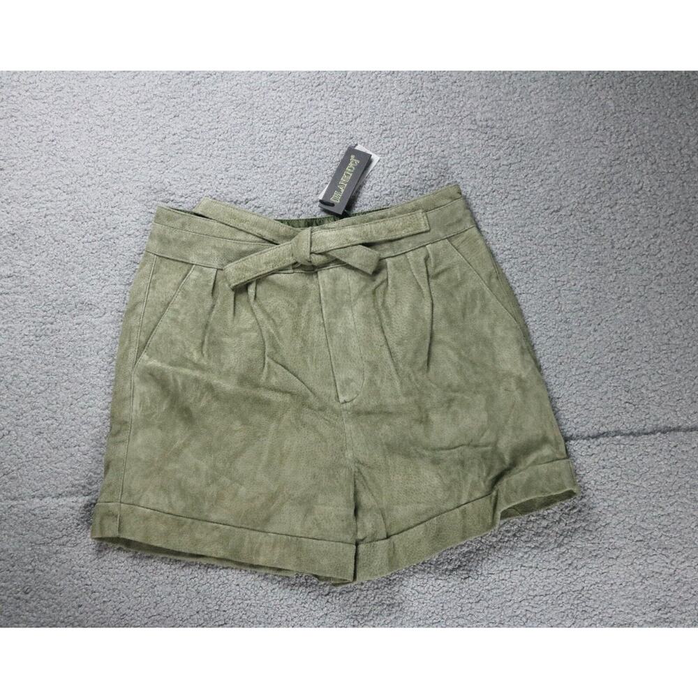 New Blank NYC Shorts 31 Suede Green Rosemary Paperbag Lined Zip